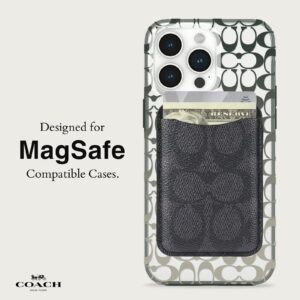 Coach รุ่น Essential Magnetic Card - ที่เก็บบัตรติดหลังมือถือ - สี Signature Charcoal
