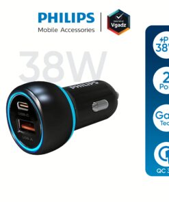 Philips รุ่น PD38W Car Charger Dual Port ที่ชาร์จในรถยนต์ - สี Black