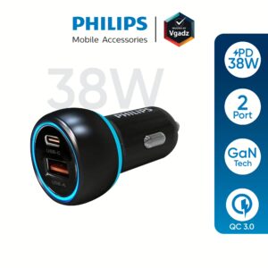 Philips รุ่น PD38W Car Charger Dual Port ที่ชาร์จในรถยนต์ - สี Black