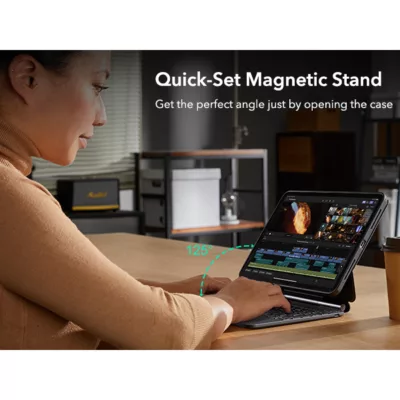 ESR รุ่น Rebound Magnetic Keyboard Case 360 - เคส iPad Pro 11" (5th/2024) - คีย์บอร์ด US English - สี Charcoal Grey