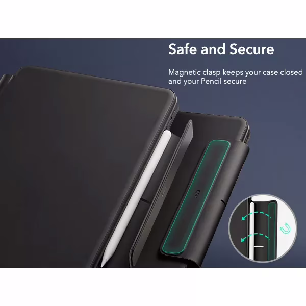 ESR รุ่น Rebound Magnetic Keyboard Case 360 - เคส iPad Pro 11" (5th/2024) - คีย์บอร์ด US English - สี Charcoal Grey