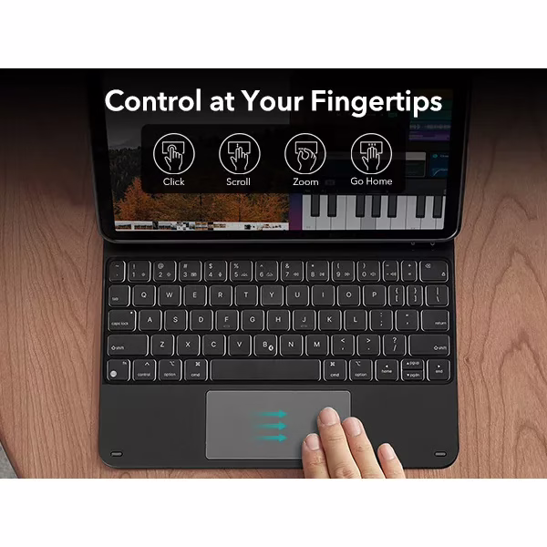 ESR รุ่น Rebound Magnetic Keyboard Case 360 - เคส iPad Pro 11" (5th/2024) - คีย์บอร์ด US English - สี Charcoal Grey