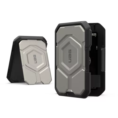 UAG รุ่น Magnetic Wallet with Stand - ที่เก็บบัตรติดหลังมือถือ - สี Titanium/Black
