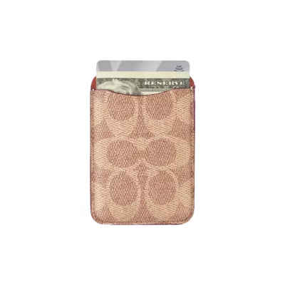 Coach รุ่น Essential Magnetic Card - ที่เก็บบัตรติดหลังมือถือ - สี Signature Tan