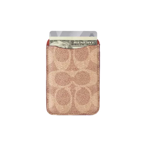 Coach รุ่น Essential Magnetic Card - ที่เก็บบัตรติดหลังมือถือ - สี Signature Tan