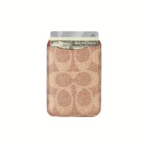 Coach รุ่น Essential Magnetic Card - ที่เก็บบัตรติดหลังมือถือ - สี Signature Tan