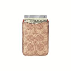 Coach รุ่น Essential Magnetic Card - ที่เก็บบัตรติดหลังมือถือ - สี Signature Tan