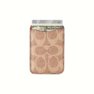 Coach รุ่น Essential Magnetic Card - ที่เก็บบัตรติดหลังมือถือ - สี Signature Tan