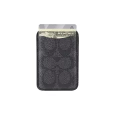 Coach รุ่น Essential Magnetic Card - ที่เก็บบัตรติดหลังมือถือ - สี Signature Charcoal