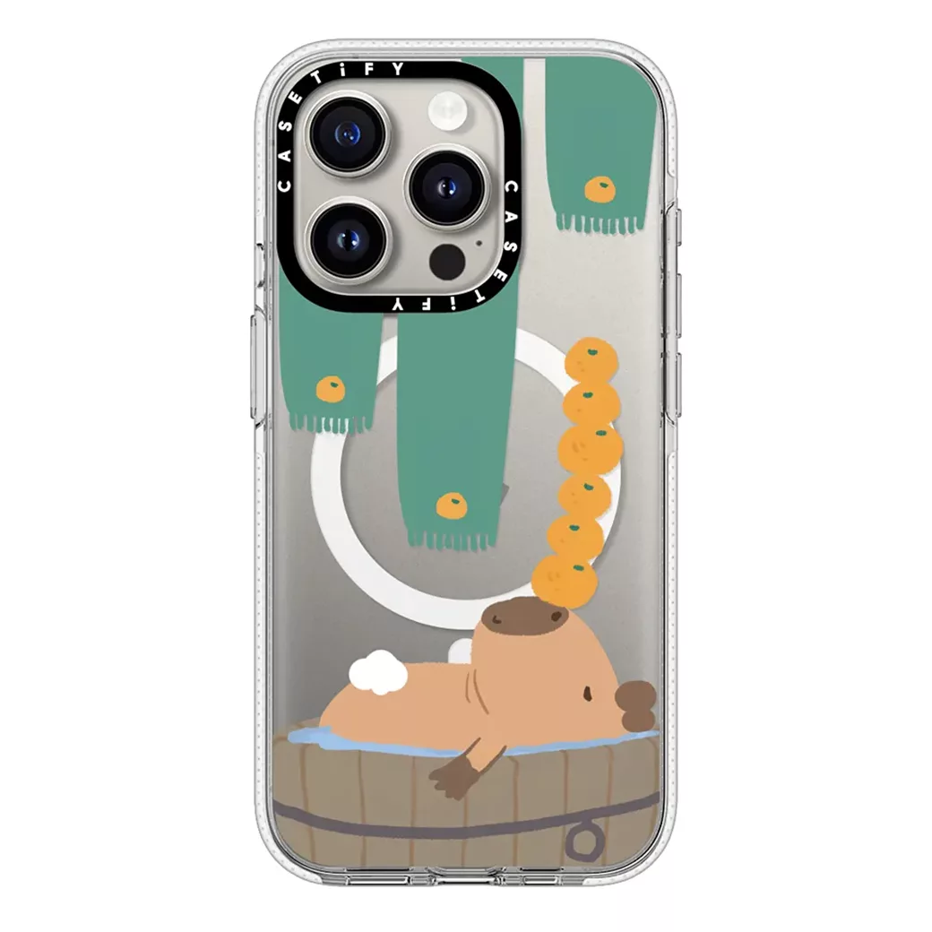 Casetify รุ่น Clear Case with MagSafe - เคส iPhone 15 Pro - ลาย Bathing Capybara