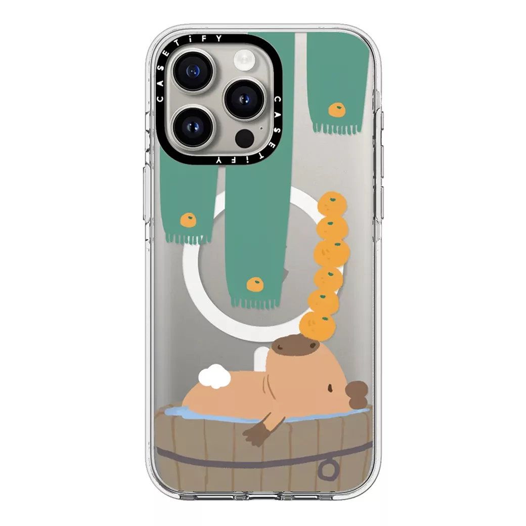 Casetify รุ่น Clear Case with MagSafe - เคส iPhone 15 Pro Max - ลาย Bathing Capybara