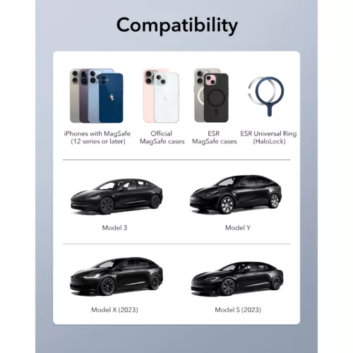 ESR รุ่น HaloLock Touchscreen Car Phone Mount - แท่นยึดโทรศัพท์ในรถ - สี Black