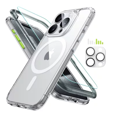 ESR รุ่น Classic Pro Case (HaloLock) - เซตเคสและฟิล์ม iPhone 15 Pro - สี Clear