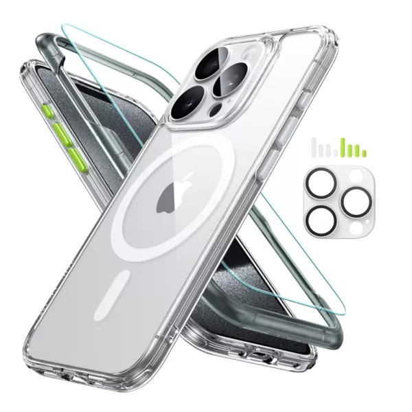 ESR รุ่น Classic Pro Case (HaloLock) - เซตเคสและฟิล์ม iPhone 15 Pro Max - สี Clear