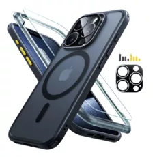 ESR รุ่น Classic Pro Case (HaloLock) - เซตเคสและฟิล์ม iPhone 15 Pro Max - สี Frosted Black