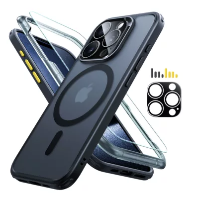 ESR รุ่น Classic Pro Case (HaloLock) - เซตเคสและฟิล์ม iPhone 15 Pro Max - สี Frosted Black