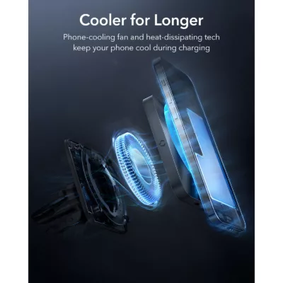 ESR รุ่น Car Charger Made for MagSafe + CryoBoost (15W) - แท่นชาร์จไร้สายในรถ - สี Frosted Silver