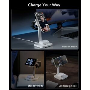 ESR รุ่น HaloLock (Qi2) 3-in-1 Wireless Charging Set - แท่นชาร์จไร้สาย - สี White