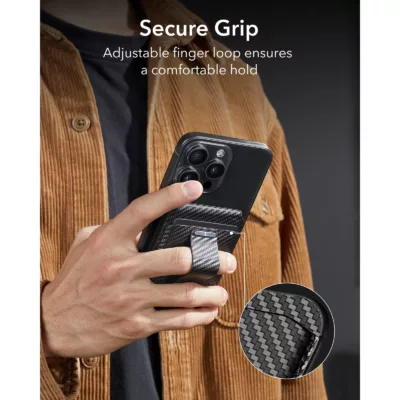 ESR รุ่น HaloLock Geo Wallet Stand - ที่ใส่บัตรติดหลังมือถือแบบตั้งได้ - สี Black Carbon Fiber