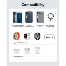 ESR รุ่น HaloLock (Qi2) 3-in-1 Travel Wireless Charging Set - แท่นชาร์จไร้สายแบบพกพา - สี Black