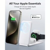 ESR รุ่น HaloLock (Qi2) 3-in-1 Travel Wireless Charging Set - แท่นชาร์จไร้สายแบบพกพา - สี White
