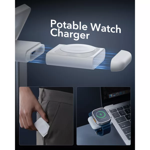 ESR รุ่น HaloLock (Qi2) 3-in-1 Wireless Charging Set - แท่นชาร์จไร้สาย - สี White