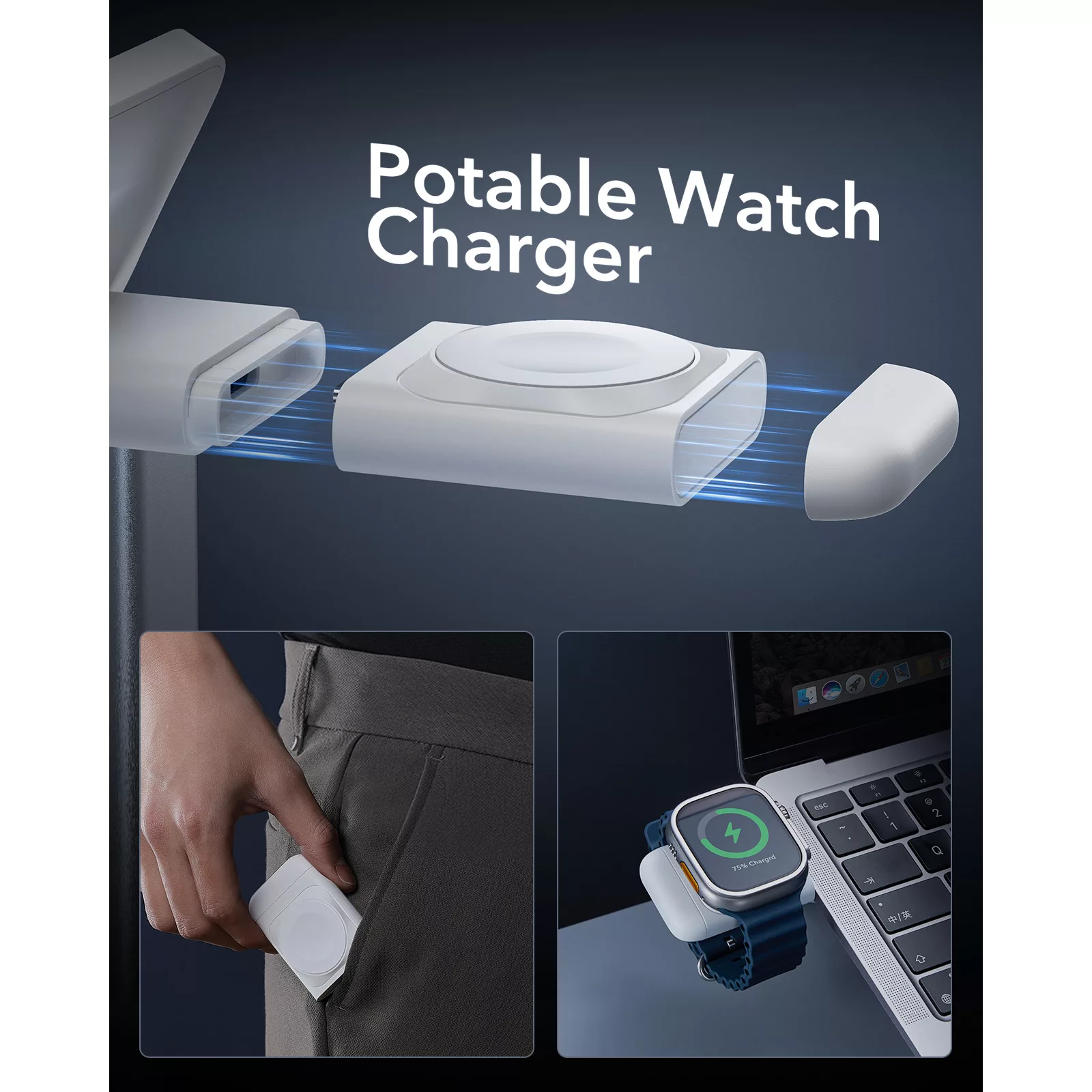 ESR รุ่น HaloLock (Qi2) 3-in-1 Wireless Charging Set - แท่นชาร์จไร้สาย - สี White