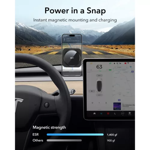 ESR รุ่น HaloLock (Qi2) Touchscreen Wireless Car Charger - แท่นชาร์จไร้สายในรถ - สี Black