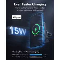 ESR รุ่น Car Charger Made for MagSafe + CryoBoost (15W) - แท่นชาร์จไร้สายในรถ - สี Frosted Silver