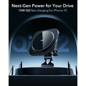 ESR รุ่น HaloLock (Qi2) Magnetic Wireless Car Charger with Car Mount - แท่นชาร์จไร้สายในรถ - สี Black
