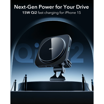 ESR รุ่น HaloLock (Qi2) Magnetic Wireless Car Charger with Car Mount - แท่นชาร์จไร้สายในรถ - สี Black