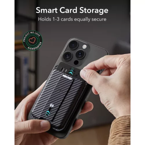 ESR รุ่น HaloLock Geo Wallet Stand - ที่ใส่บัตรติดหลังมือถือแบบตั้งได้ - สี Black Carbon Fiber