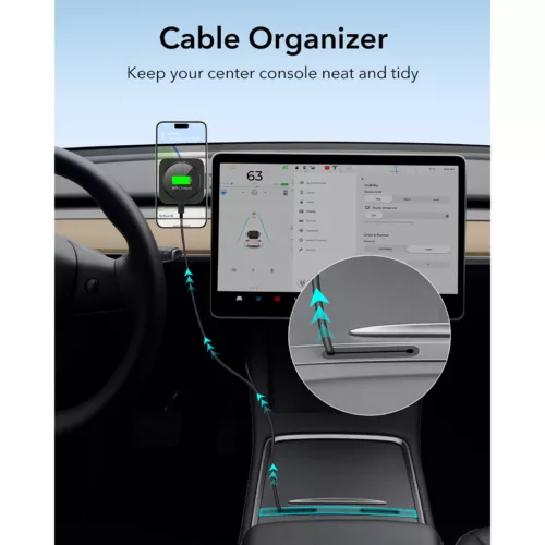 ESR รุ่น HaloLock (Qi2) Touchscreen Wireless Car Charger - แท่นชาร์จไร้สายในรถ - สี Black