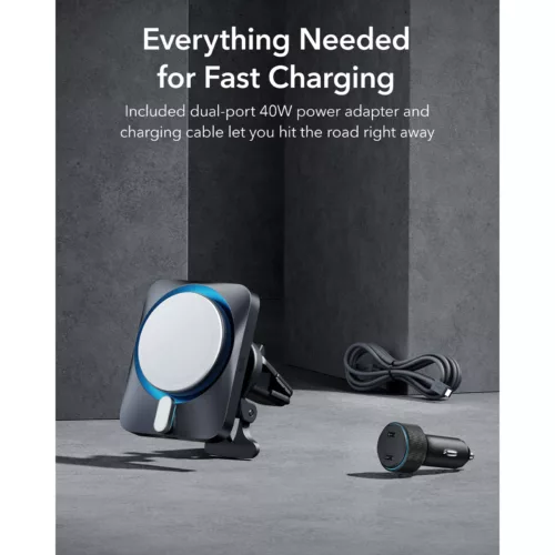 ESR รุ่น Car Charger Made for MagSafe + CryoBoost (15W) - แท่นชาร์จไร้สายในรถ - สี Frosted Silver