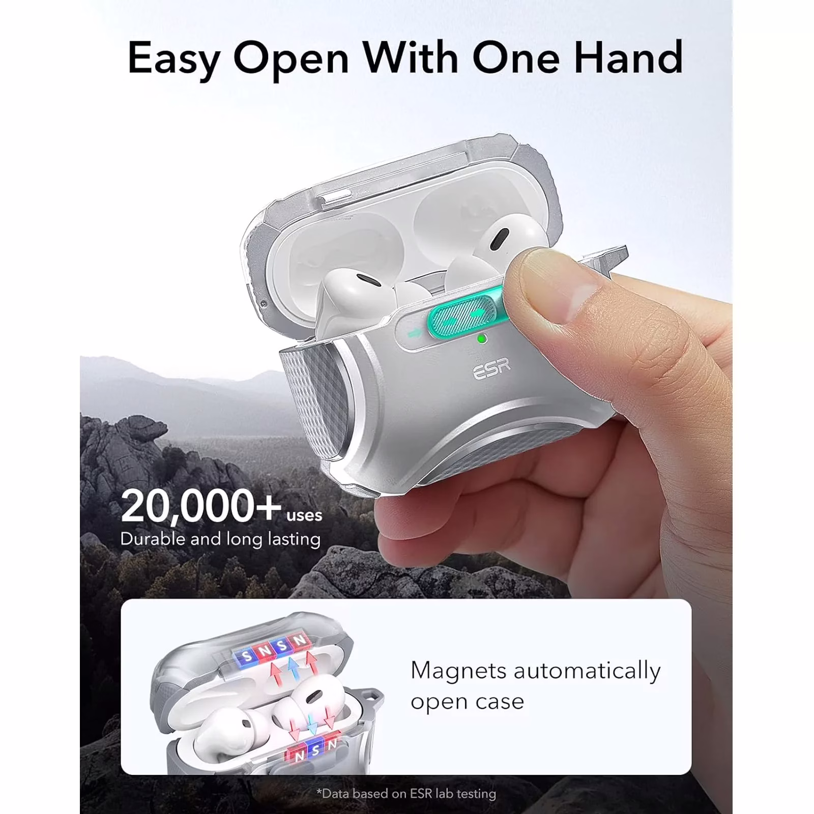 ESR รุ่น Cyber FlickLock Case (HaloLock) - เคส AirPods Pro 2/1 - สี White 8 ESR รุ่น Cyber FlickLock Case (HaloLock) - เคส AirPods Pro 2/1 - สี White - Image 8
