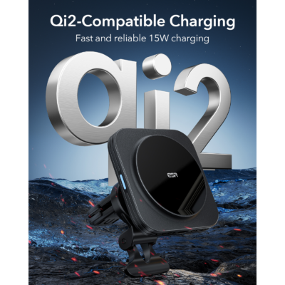 ESR รุ่น HaloLock (Qi2) Magnetic Wireless Car Charger with Car Mount - แท่นชาร์จไร้สายในรถ - สี Black
