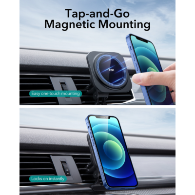 ESR รุ่น HaloLock (Qi2) All-in-1 Wireless Car Charging Set - เซตที่ชาร์จไร้สายในรถ - สี Black