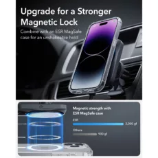 ESR รุ่น Car Charger Made for MagSafe + CryoBoost (15W) - แท่นชาร์จไร้สายในรถ - สี Frosted Silver