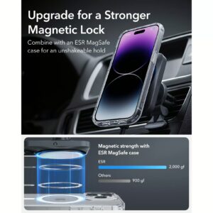 ESR รุ่น Car Charger Made for MagSafe + CryoBoost (15W) - แท่นชาร์จไร้สายในรถ - สี Frosted Silver