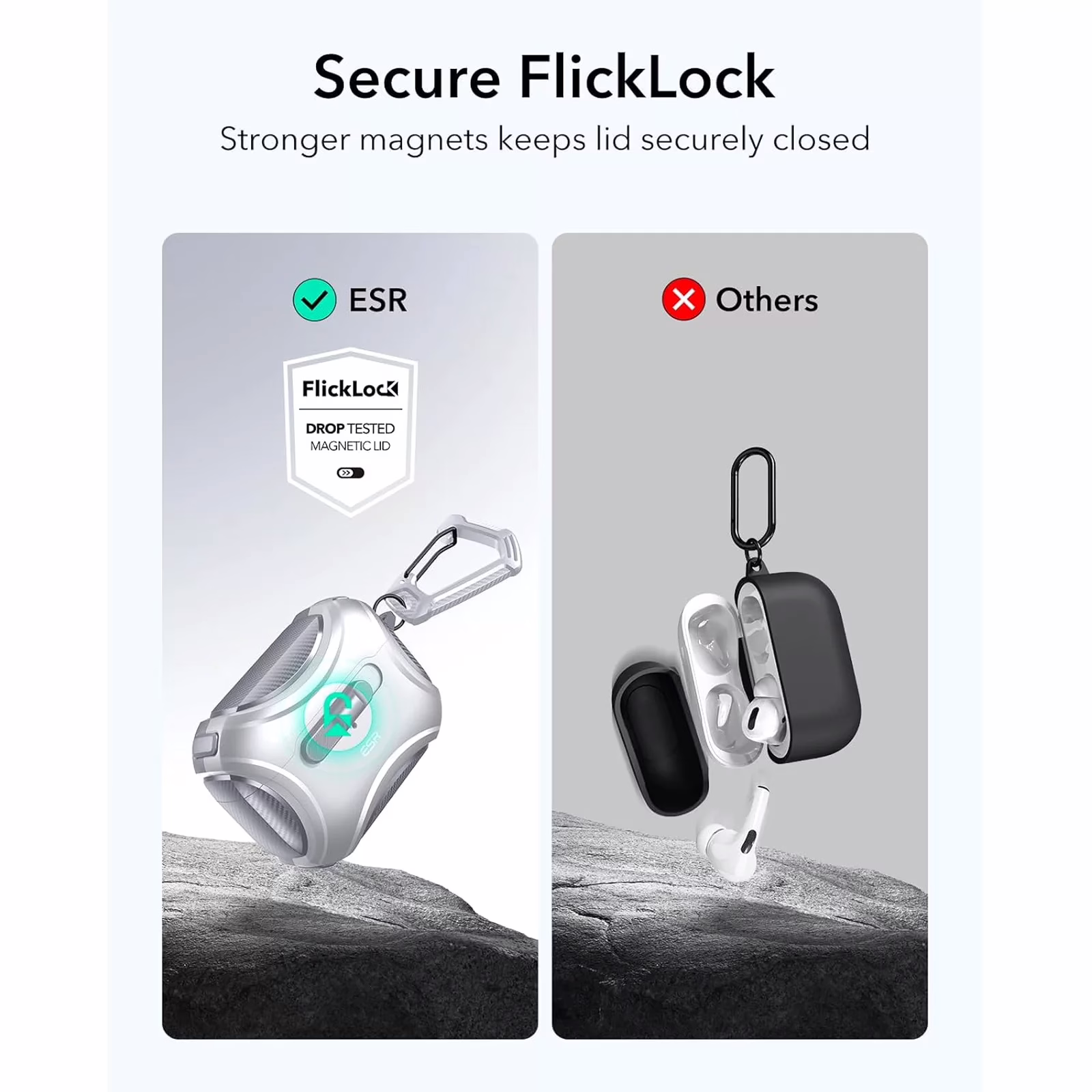 ESR รุ่น Cyber FlickLock Case (HaloLock) - เคส AirPods Pro 2/1 - สี White 9 ESR รุ่น Cyber FlickLock Case (HaloLock) - เคส AirPods Pro 2/1 - สี White - Image 9