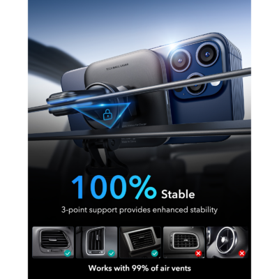 ESR รุ่น HaloLock (Qi2) Magnetic Wireless Car Charger with Car Mount - แท่นชาร์จไร้สายในรถ - สี Black