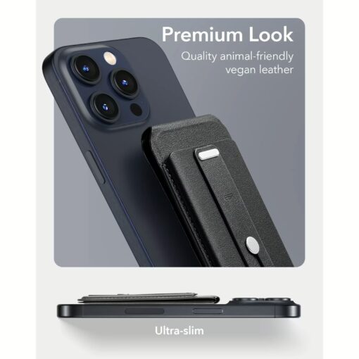 ESR รุ่น HaloLock Vegan Leather Wallet Stand with Finger Loop - ที่ใส่บัตรติดหลังมือถือแบบตั้งได้ - สี Tan Suede - Image 4