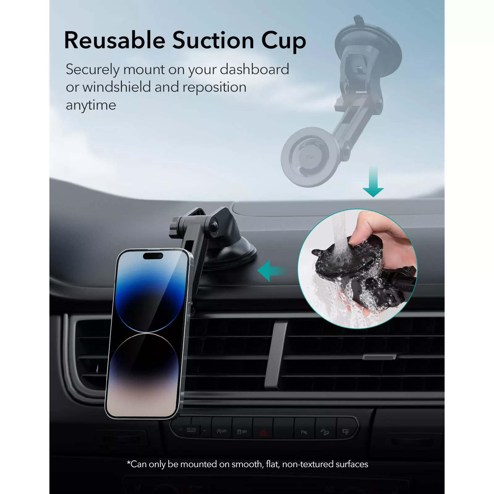 ESR รุ่น HaloLock Dashboard Car Phone Mount - แท่นยึดโทรศัพท์ในรถ - สี Black