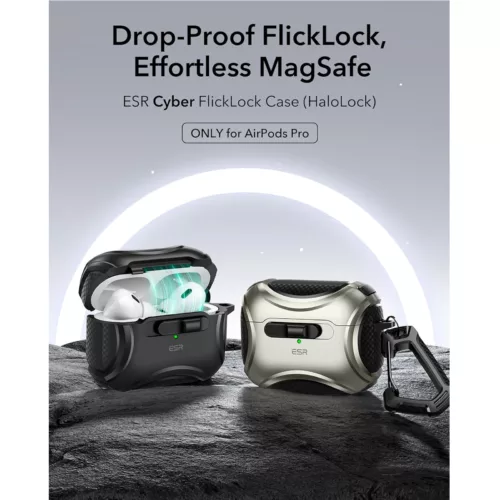 ESR รุ่น Cyber FlickLock Case (HaloLock) - เคส AirPods Pro 2/1 - สี Black