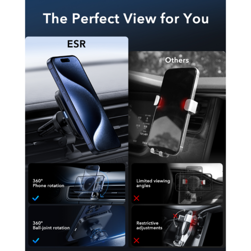 ESR รุ่น HaloLock (Qi2) Magnetic Wireless Car Charger with Car Mount - แท่นชาร์จไร้สายในรถ - สี Black