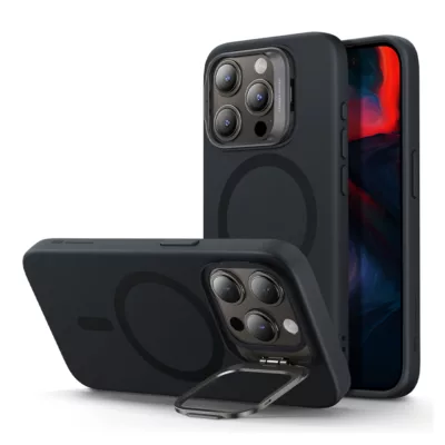 ESR รุ่น Cloud Soft Case with Stash Stand (HaloLock) - เคส iPhone 15 Pro Max - สี Black