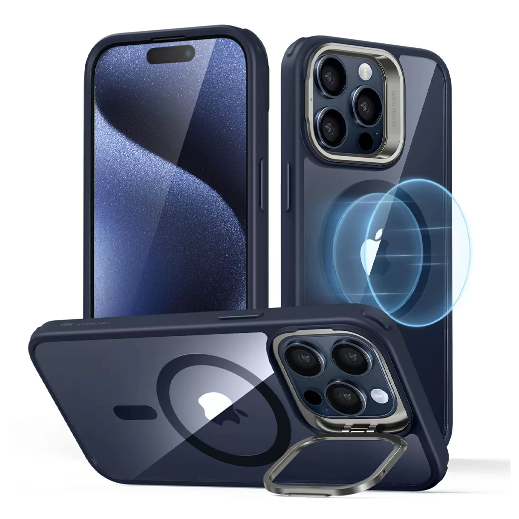 ESR รุ่น Classic Hybrid Case with Stash Stand (HaloLock) - เคส iPhone 15 Pro Max - สี Dark Blue 14 ESR รุ่น Classic Hybrid Case with Stash Stand (HaloLock) - เคส iPhone 15 Pro Max - สี Dark Blue