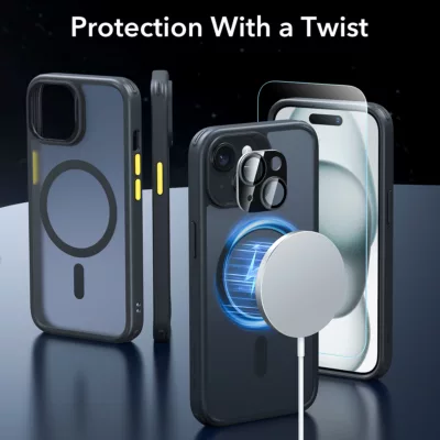 ESR รุ่น Classic Pro Case (HaloLock) - เซตเคสและฟิล์ม iPhone 15 Plus - สี Frosted Black