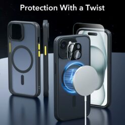ESR รุ่น Classic Pro Case (HaloLock) - เซตเคสและฟิล์ม iPhone 15 Plus - สี Frosted Black