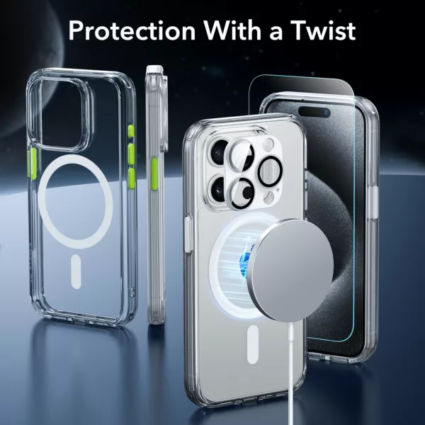 ESR รุ่น Classic Pro Case (HaloLock) - เซตเคสและฟิล์ม iPhone 15 Pro Max - สี Clear
